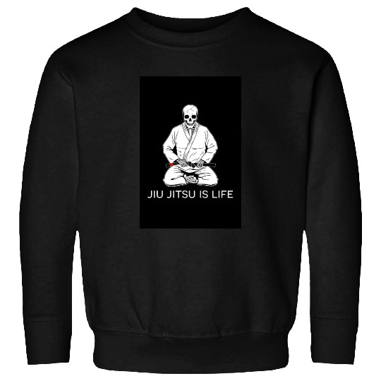 Jiu Jitsu is Life seated blackbelt skeleton poster Sweatshirts