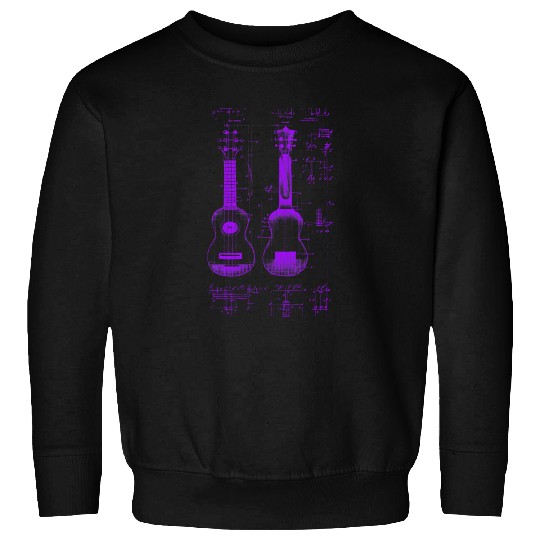 Neon Purple Ukulele Da Vinci Blueprint Sweatshirts