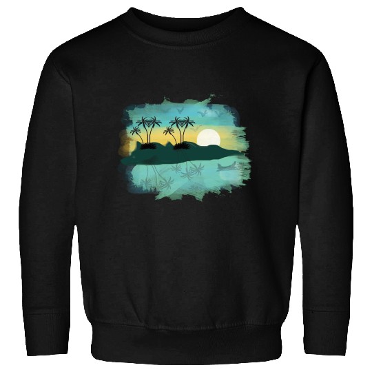 Beach Sunset Watercolor Design Sublimation Art 2 Sweatshirts