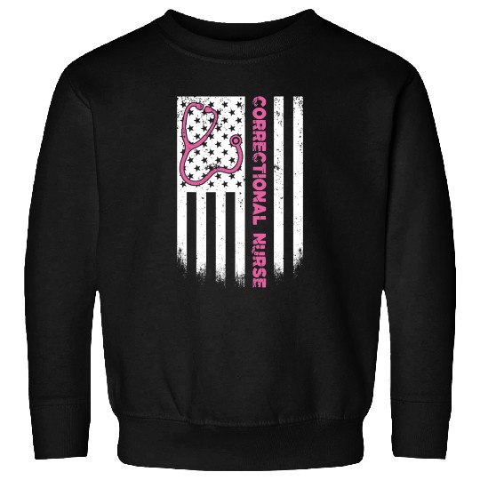 Correctional Nurse American flag US Stethoscope Sweatshirts