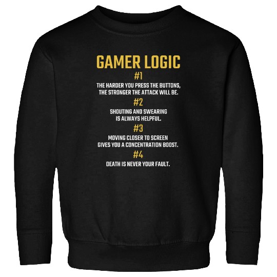 Gamer Logic For Gaming Fan Retro Video Game Fan Sweatshirts