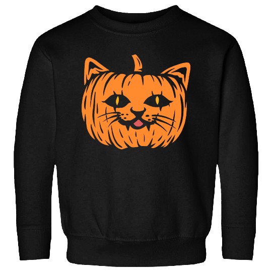 Scary Cat Pumpkin Halloween Sweatshirts