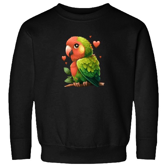 Cute Parrot Green Red Budgie Valentines Day Pet Bi Sweatshirts