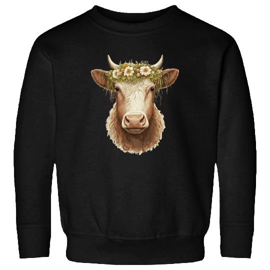 Flower Crown Cow Floral Farm Animal Pet Sweatshirts