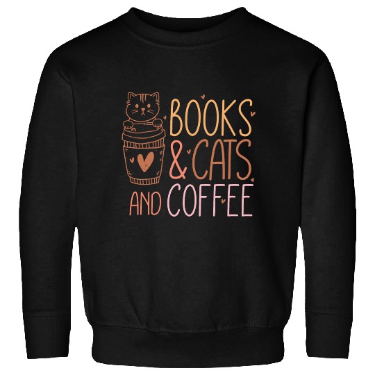Books Cat Coffee Sweatshirts