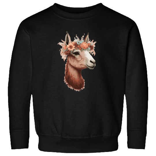 Flower Crown Llama Alpaca Floral Farm Animal Pet Sweatshirts