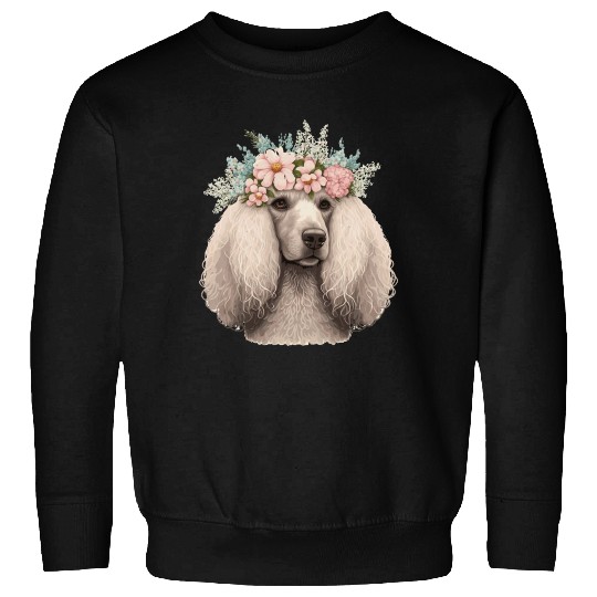 Cute Poodle Flower Crown Pet Dog Breed Floral Pupp Sweatshirts