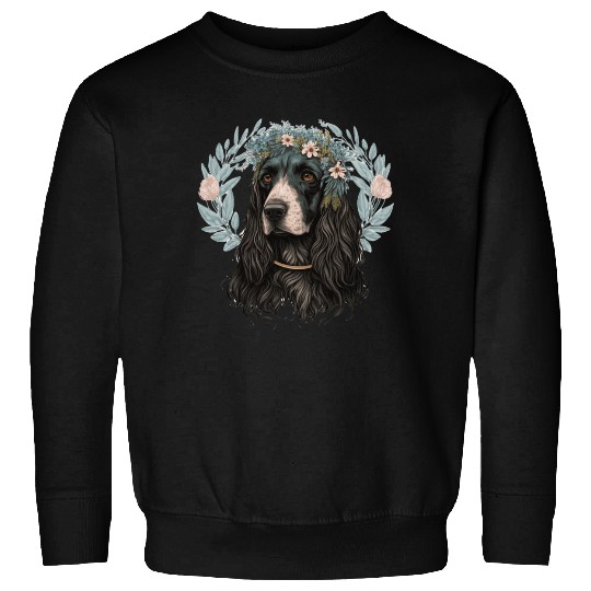 Cute English Cocker Spaniel Flower Crown Pet Dog B Sweatshirts