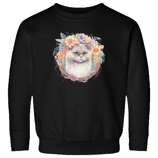 Cute Persian Cat Flower Crown Cats Pet Kitten Sweatshirts