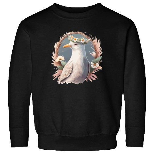 Seagull Bird Flower Crown Floral Seabirds Sweatshirts