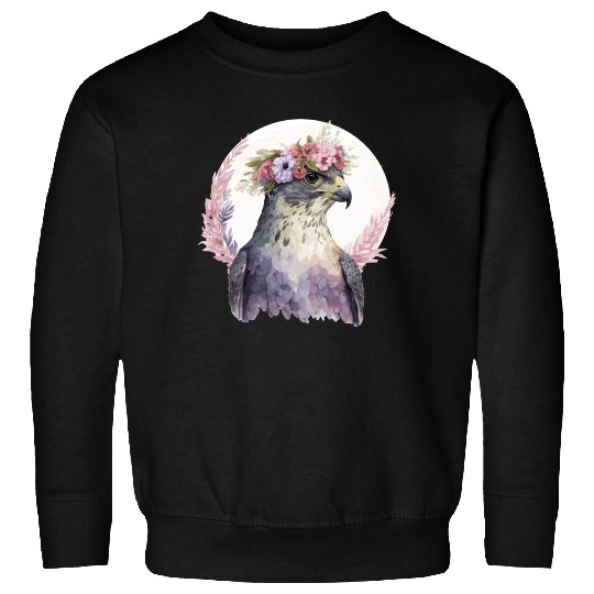 Falcon Birds Of Prey Flower Crown Floral Bird Watc Sweatshirts