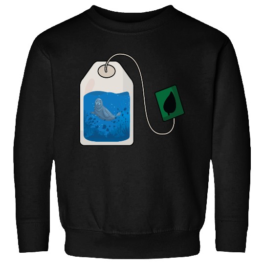 Funny seal swimming in a tea bag Sweatshirts