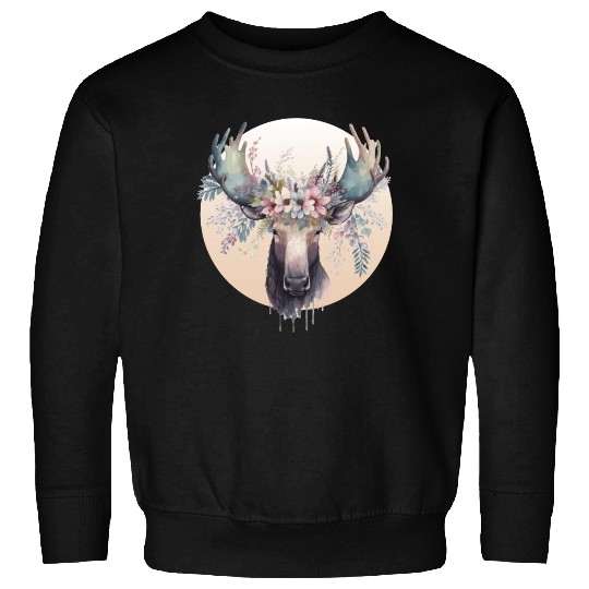 Cute Moose Flower Crown Animal Lovers Sweatshirts