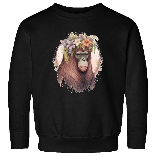 Cute Orangutan Flower Crown Monkey Lover Sweatshirts
