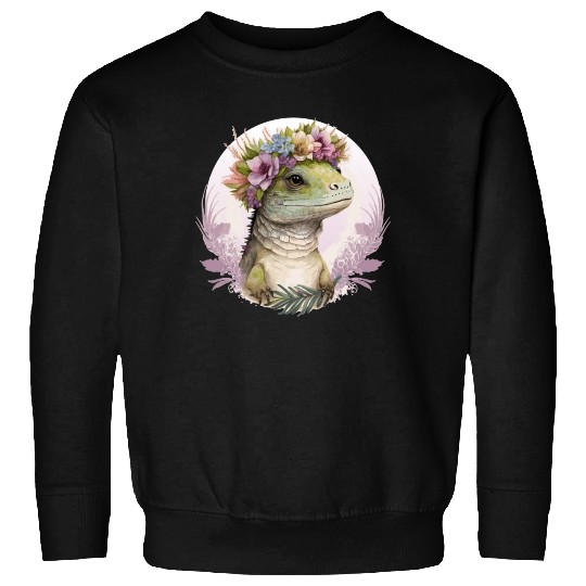 Cute Lizard Flower Crown Lizard Lover Sweatshirts