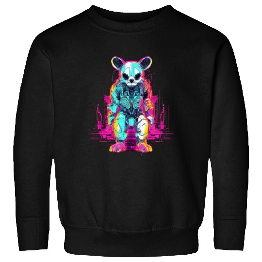 Menacing Neon Panda Robot Sweatshirts