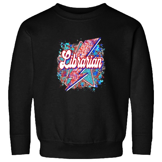 Leopard Lightning Bolt Librarian Teacher Book Sweatshirts