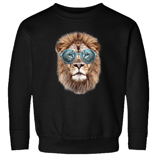African Lion Wearing Blue Sunglasses Wildlife Sweatshirts