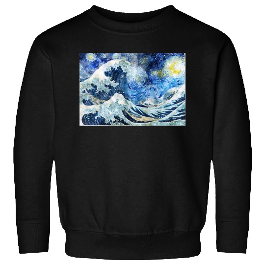 Great Wave During a Starry Night Click on Artist Sweatshirts