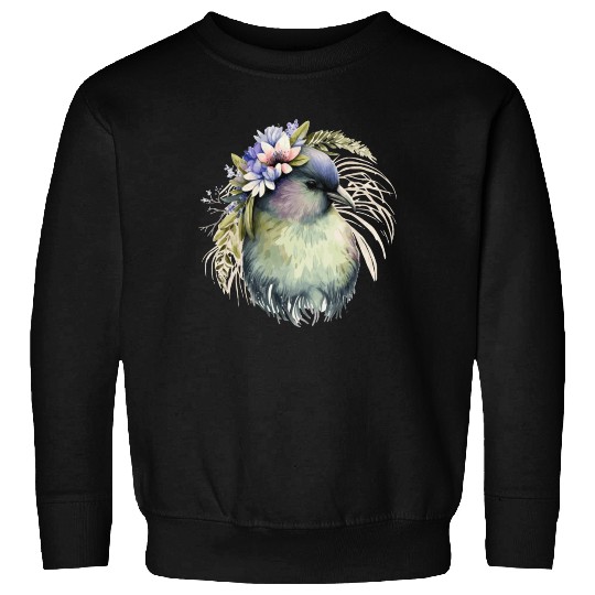 Cute Kiwi Bird Flower Crown Floral Exotic Birds Sweatshirts