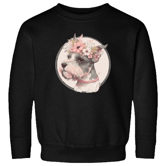 Cute Miniature Mini Schnauzer Flower Crown Pet Dog Sweatshirts