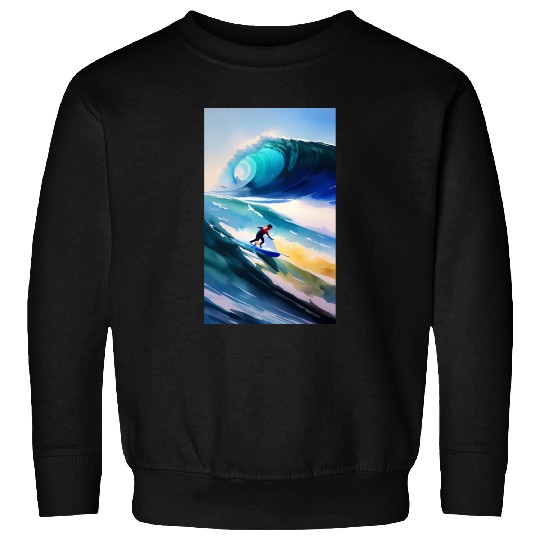 A surfer sailing on rough seas Sweatshirts