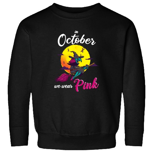 In October We Wear Pink Halloween Witch Sweatshirts