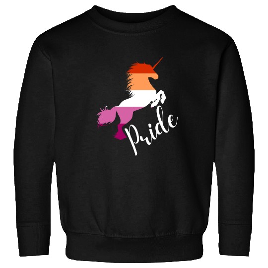 LGBTQ Lesbian Pride: Unicorn in Lesbian Flag Color Sweatshirts