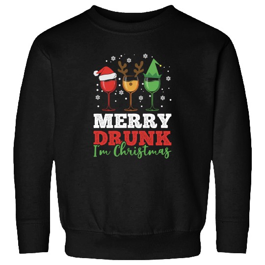 Wine Drinking Pajama Merry Drunk I'M Sweatshirts