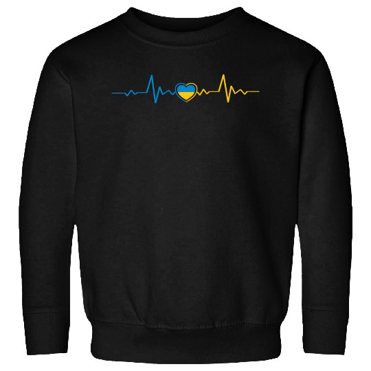 Ukrainian Flag Ukraine Heartbeat Ukrainian Herzsch Sweatshirts