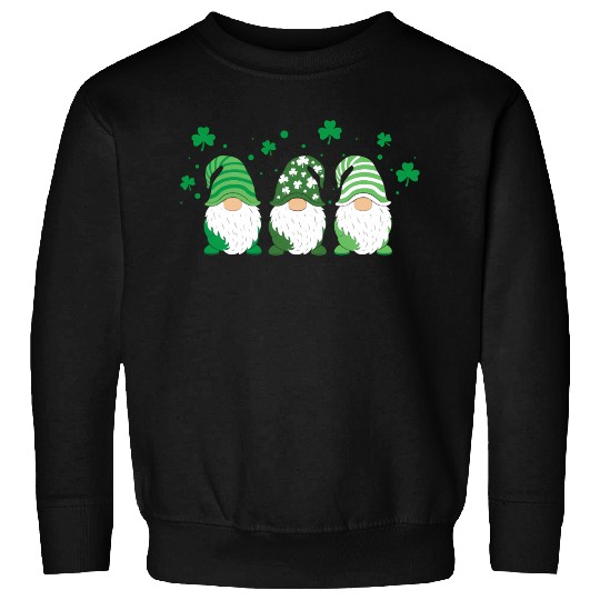 Gnomes Holding Shamrock Leopard Plaid St Patrick'S Sweatshirts
