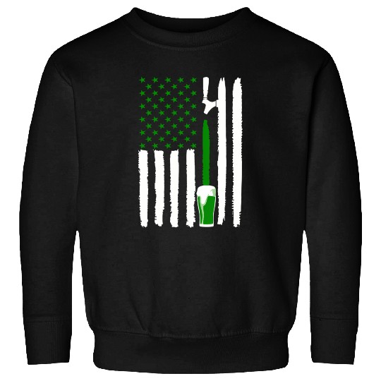 Green St PatricDay Beer American Flag Patriotic Ir Sweatshirts