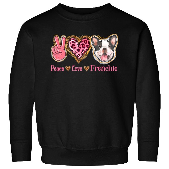 Leopard Peace Love Frenchie Funny Dog Mom Mothers Sweatshirts