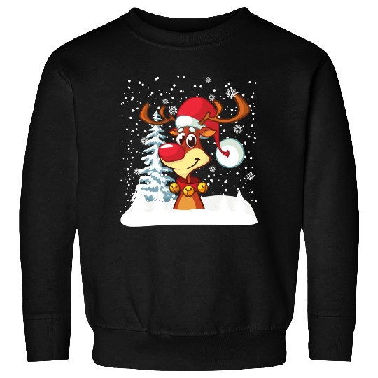 Funny Reindeer Red Nose Santa Snowflake Sweatshirts