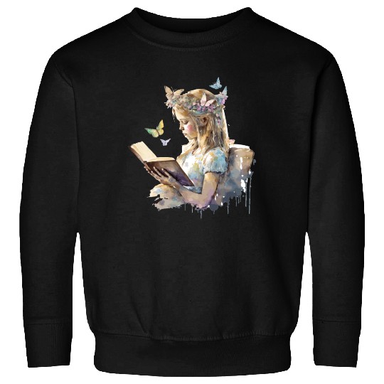 Cute Fairy Girl Librarian Cottagecore Butterfly Bo Sweatshirts