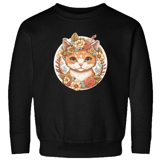 Cottagecore Cute Baby Cat Kitten Flower Sweatshirts