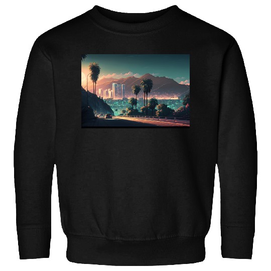 Colorful Hollywood Hills Vibrant Urban Landscape Sweatshirts
