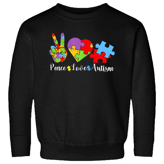 Peace Love Autism Puzzle In April We Wear Blue For Sweatshirts
