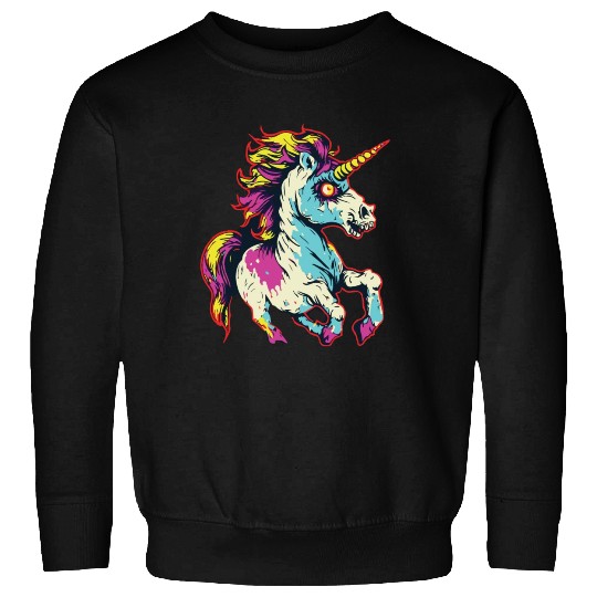 Horror Scary Zombie Unicorn Vintage Sweatshirts