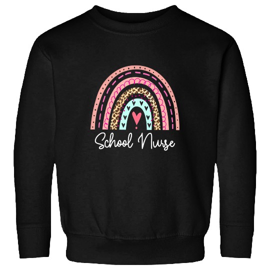 School Nurse Rainbow Leopard Back To School Apprec Sweatshirts