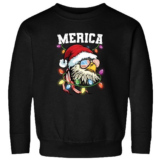 Merica Usa Flag Patriotic Veteran Santa Bald Eagle Sweatshirts