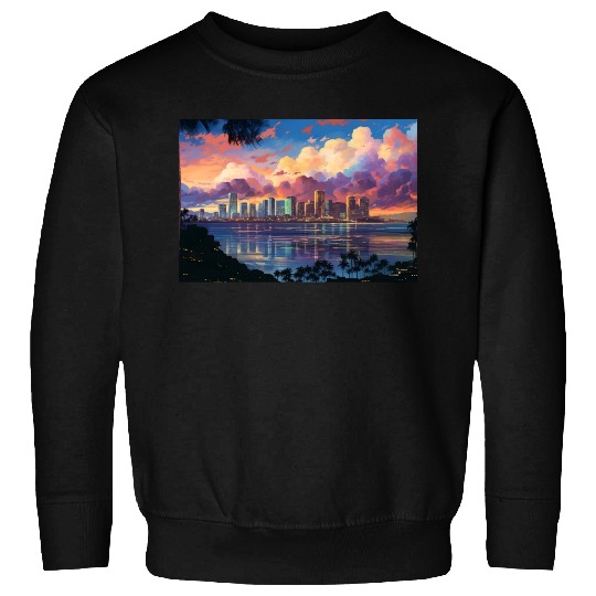 Anime Honolulu A Vibrant Anime Inspired Skyline Sweatshirts