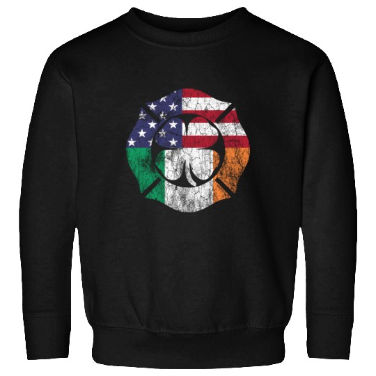 Firefighter St Patric Day Irish American Flag Sweatshirts