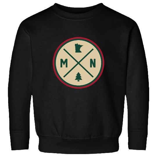 Minnesota Mn Circle Patch Red And Green Sweatshirts