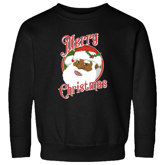 Black Merry African American Santa Claus Sweatshirts