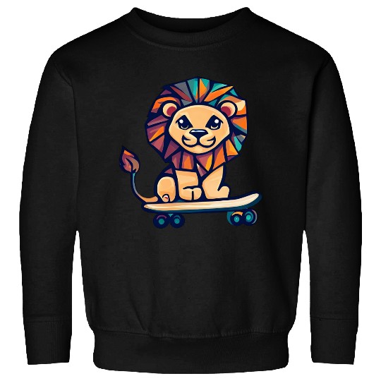 Cubist lion on skateboard Sweatshirts
