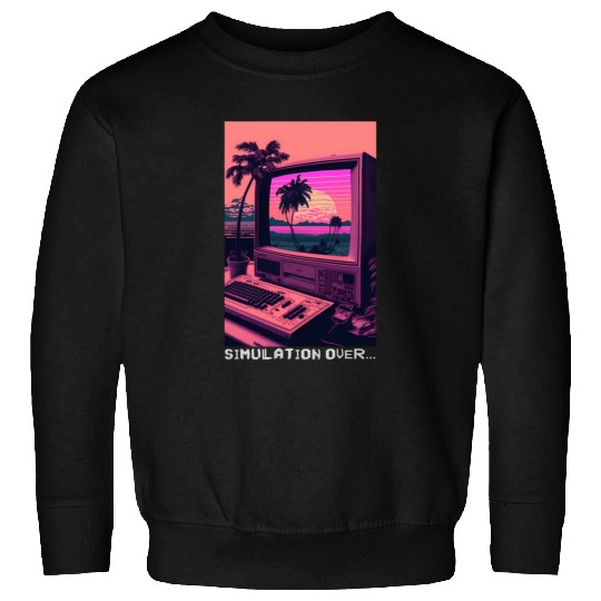 Simulation Over Retro Computer Monitor Vaporwave A Sweatshirts