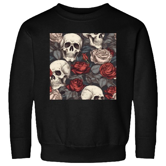 Skulls & Red Roses Dark Elegant Gothic Pattern Sweatshirts