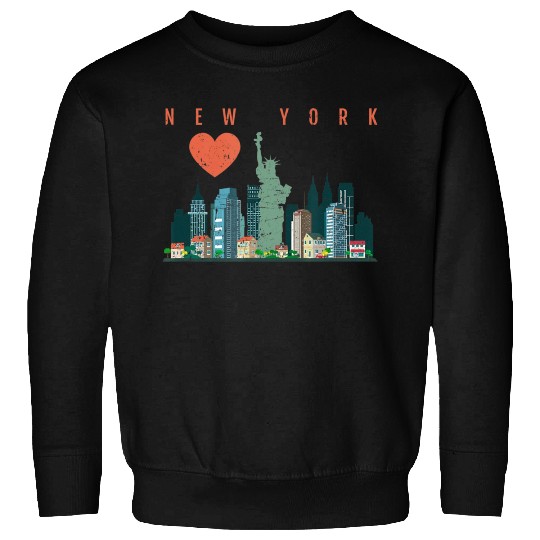 New York City Nyc Skyline Heart Distressed Style Sweatshirts