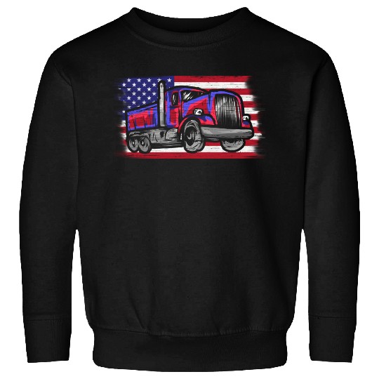 Dump Truck Usa Flag Garbage Trucker Sweatshirts